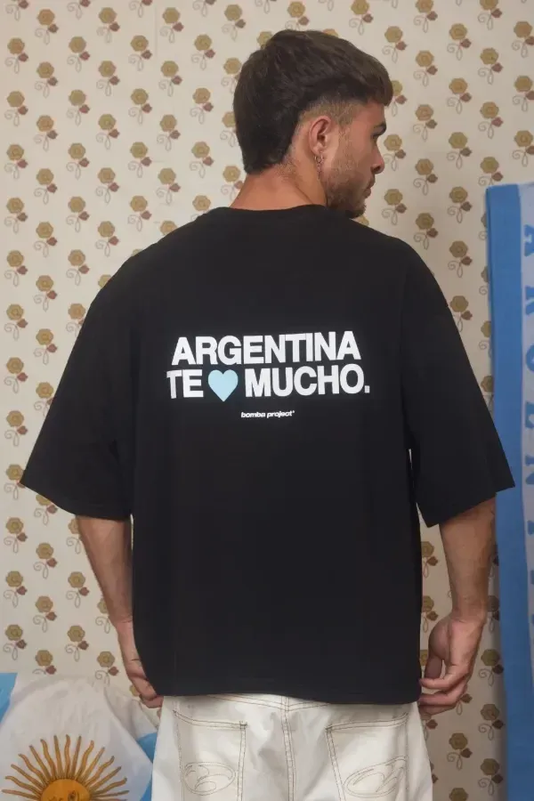 Remera Negra Argentina Te Amo
