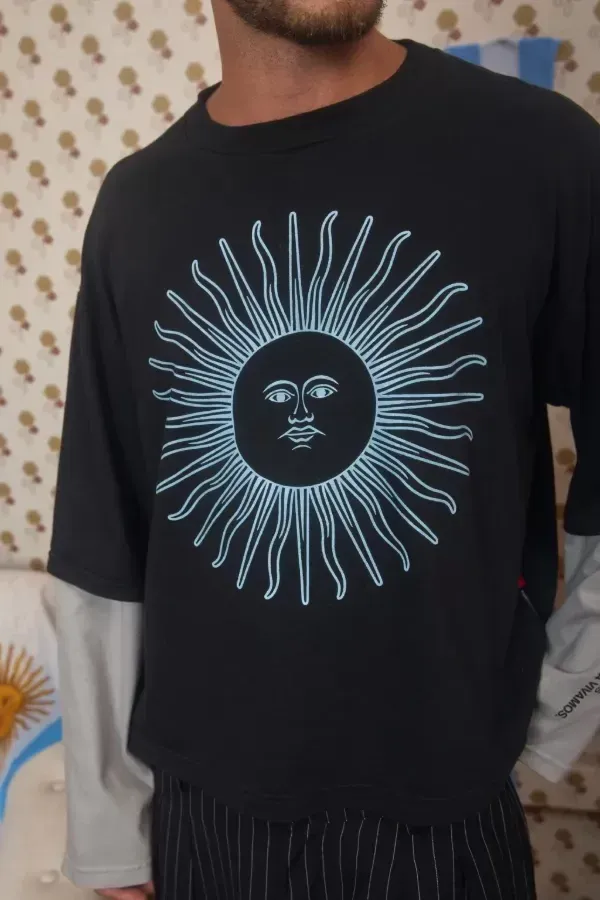 Remera Doble Manga Negra Argentina, foto 6
